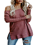 Side Silt One Shoulder off Shoulder Tops for Women Knitted Sweater Slouchy Long Sweatshirt Loose Pullover