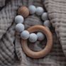 Silicone Beads Wooden Ring Baby Teething Rattle Bracelet
