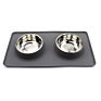 Silicone Double Dog Bowl Pet Pad Pet Feeding Bowl Non-Slip Leakproof Dual-Use Pet Mat Black Grey