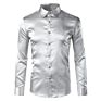 Silk Satin Long Sleeve Slim Fit Dress Luxury Shirts for Men