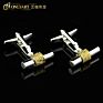 Silver Men Jewelry Two Toned Gold Plated Dumbbell Cufflink for Suits,Shirt Men Cufflinks
