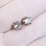 Silver Plated Crystal Cz Stud Earrings Wedding round Shape Diamond Zirconia Studs Earrings