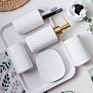 Simple Ceramic Bathroom Accessories Set Soap Dispenser Dish Toothbrush Holder Tumbler Cup Organizer