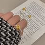Simple Cute Pearl Handmade Stacked Elastic Rings Smiley Beaded Irregular Pearl Rings for Girls