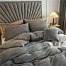 Simple Design Fuzzy Comforter Velvet Duvet Cover Set