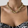 Simple Hollow Out Women's Short Clavicle Chain Geometric Color Splicing Twist Chain Necklace Suitable for All Place