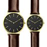 Simple Jam Tangan Couple Watch Original Brown Leather Watch