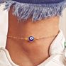 Single Blue Evil Eyes Anklet Silver Plated Oil Drop Turkey Turkish Eyes Anklet Bracelet for Women