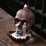 Skull Head Backflow Incense Burner Halloween Led Lamp Decoration