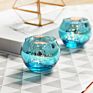 Sky Blue Modern Home Decoration Antique Crystal Candle Holder Set of 12 Pcs