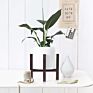 Small Mini Black Mid Century Modern Plant Pot Stand Holder Antique Dark Bamboo Wooden Adjustable Plant Stand for Indoor