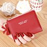 Solid Color Leather Short Minimalist Small Chain Ring Zipper Wallet