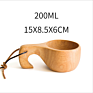 Solid Eco Friendly Wooden Oak Sake Egg Kuksa Milk Coffee Water Tea Our Wood Cups Mug with Wooden Handle