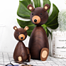 Solid Wood Animal Figurines Ornaments for Little Brown Bear Wood Crafts Toys Home Decor for Kids Handy Crafts