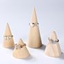 Solid Wood Conical Ring Display Stand Ring Seat Cone Jewelry Storage Rack Log Display Stand