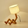 Solid Wood Humanoid Lamp Creative Nordic Style Study Bedroom Bedside Desk Light Wood Robot Folding Led Table Lamp