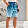 Sport Shorts Plaid Drawstring Shorts Men Patched Ombre Drawstring Swim Trunks