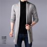 Spring and Autumn Men's Thin Mid-Length Knitted Cardigan Solid Color Sweater