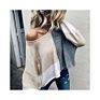 Spring and Autumn Oversize Top Loose Long Sleeve Contrast Color Knitted Pullover round Neck Women's Sweater