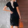 Spring and Women's Short-Sleeved Pleated Knit Dress Solid Color Short-Sleeved Skirt