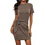 Spring and Women's Skirt Knotted Short-Sleeved Dress