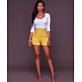 Spring and Women's Style High Waist Button Zipper Shorts Pants