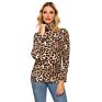Spring Light Temperament Hedging Half High Collar Slim Leopard Print Long Sleeve T-Shirts for Women