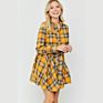 Spring Long Sleeve Button down Lined Casual Skater Plaid Shirt Dresses for Women