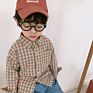 Spring Long Sleeve Casual Cotton Plaid Shirt Boys Kids Plaid T Shirt