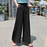 Spring Women's Cotton Linen Casual Long Pants High Waist Wide Leg Plain All Match Pant B13901X