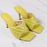 2020 New Arrival Tropez Sqaure Toe Quilted Heeled Mule