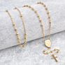 St Benedict Gold Plated Stainless Steel Religious Long Rosaries Virgin Mary Cross Necklace Catholic Rosary