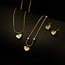 Stainless Steel 18K Gold Jewelry Woman Shell Fresh Water Pearl Bracelet Set Heart Adjustable Pendant Chain Necklace for Girls