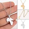 Stainless Steel Africa Map Necklace Hollow Geometric Heart Pendant Clavicle Chain