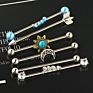 Stainless Steel Bead Moon Industrial Barbell Earring Cartilage Body Piercing Jewelry 38Mm Industrial Piercing Bar