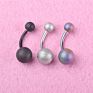 Stainless Steel Dull Polish Ball Belly Ring Silver Rose Gold Allergy Free Navel Bell Button Rings for Women Jewelry