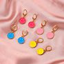 Stainless Steel Happy Face Pendent Huggie Earrings Macaron Smiley Hoop Earring Multi Culor Happy Face Pendent Earrings for Girls