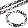 Stainless Steel Male Chain Necklace Byzantine Bracelet for Men Jewelry Sets Accessory