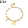 Stainless Steel Queen Elizabeth Gold Coin Chain Ball Bracelet Double Layers Bracelet Bangles for Women