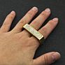 Stainless Steel Rhinestone Wide Face Club Party Two-Finger Ring Men