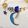 Starry Universe Element Gold Plated Charm Bracelet Planet Moon Pendant Adjustable Stainless Steel Bracelet Jewelry