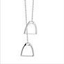 Statement 925 Sterling Silver Jewellery Double Stirrup Lariat Horseshoe Necklace