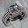 Sterling Silver Princess Cut Bridal Set Engagement Wedding Ring Bands with Cubic Zirconia