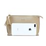 Stock Gold Thick Pu Portable Makeup Bag Vegan Leather Large Toiletry Travel Organizer for Women Men Tassel Cosmetic Bag Pouch