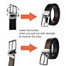 Stock Men's Black Brown Double Side Reversible Rotated Buckle Genuine Leather Men Dress Reversible Belt for Men