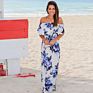 Strapless Tube Top Floral Print Dress Bohemian Stytle Flowing Slash Neck Long Dress