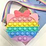Strawberry Bag Purse Handbags Push Pop Bubble Toy Fidget Silicone Crossbody Sensory Toys Messenger Bag