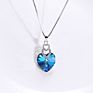 Style Silver Necklace Blue Heart Shape Blue Gemstone Necklace Zircon Design Jewelry