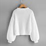 Style Sweaters Early Autumn Casual Cardigans Sweaters Pure White Drop Bishop Sleeve Sweater