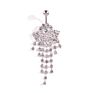 Style Tanji Silver Zircon Rhinestone Tassels Paw Belly Rings Belly Rings